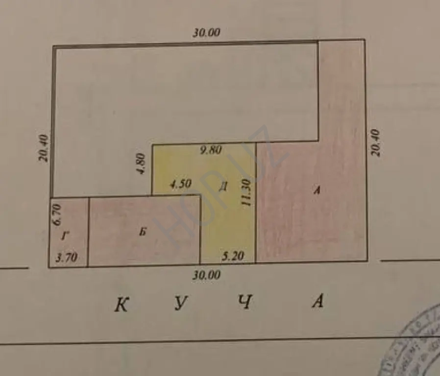 Продается участок в закрытой элитной махалле Мирзо Улугбекского района "Узумзор' Буз-2 Ориентир ТАТУ 6.24 соток. Фасад 30 х 20.