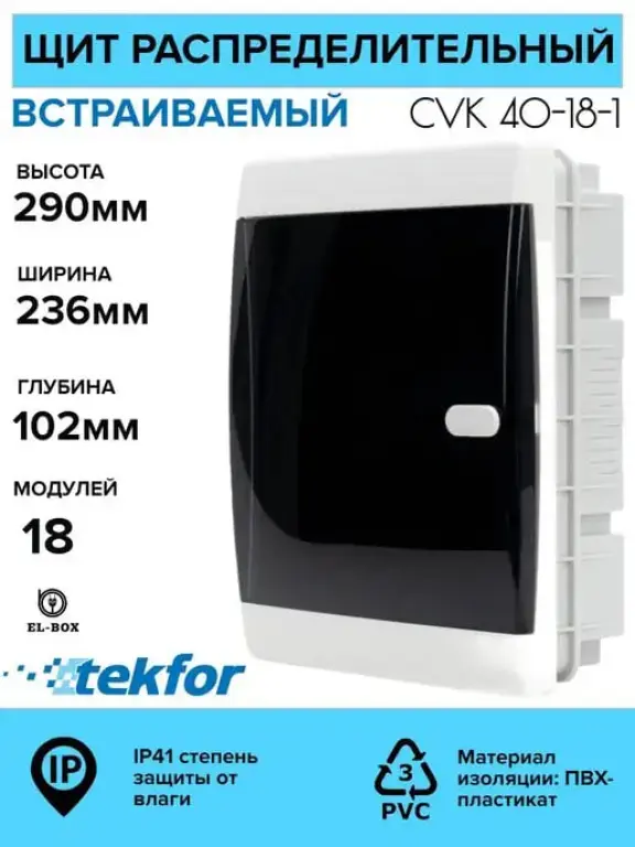 Щиты пластиковые распределительные 6-54 модуля Текфор Россия IP41, IP65,IP66.