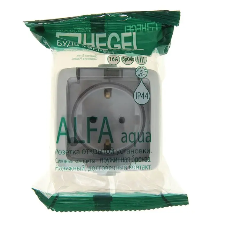 Выключатели и розетки влагозащищённые открытой установки ALFA IP44 HEGEL