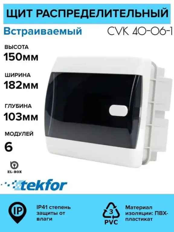 Щиты пластиковые распределительные 6-54 модуля Текфор Россия IP41, IP65,IP66.